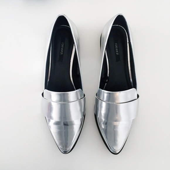 Silver Metallic Loafers
